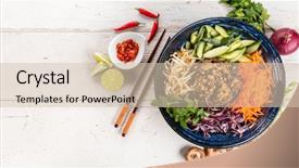  Presentation with vietnamese food - PPT theme consisting of vietnamese food in bowl free background and a soft green colored foreground