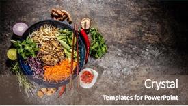  Presentation with vietnamese food - Theme with vietnamese food in bowl free background and a coral colored foreground