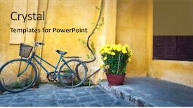  Presentation with history vietnam - Audience pleasing presentation theme consisting of vietnamese history - hoi an old town street backdrop and a yellow colored foreground