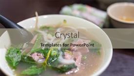  Presentation with noodle - Slide deck enhanced with vietnamese-pho-rice-noodle background and a mint green colored foreground