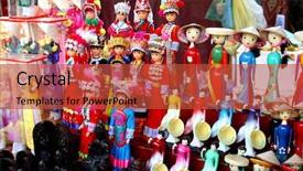  Presentation with theater - PPT layouts with vietnamese puppets and toys background and a red colored foreground