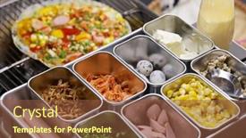  Presentation with vietnamese food - Theme featuring vietnamese-rice-paper-pizza-banh background and a tawny brown colored foreground