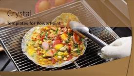  Presentation with food city - Slides enhanced with vietnamese-rice-paper-pizza-banh background and a coral colored foreground