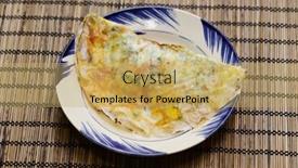  Presentation with vietnamese food - Presentation with vietnamese-rice-paper-pizza-banh background and a yellow colored foreground