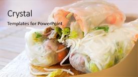  Presentation with bean sprouts - Presentation theme featuring vietnamese rice paper rolls background and a coral colored foreground