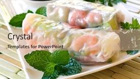  Presentation with soy sauce - Presentation enhanced with vietnamese rice paper rolls background and a lemonade colored foreground