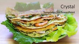  Presentation with pancake - Audience pleasing theme consisting of vietnamese sizzling rice fried pancake backdrop and a mint green colored foreground