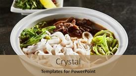  Presentation with vietnamese food - Presentation theme with vietnamese-soup-pho-bo-close background and a coral colored foreground