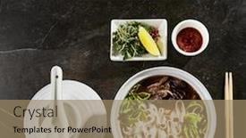  Presentation with vietnamese food - PPT layouts having vietnamese-soup-pho-bo-top background and a coral colored foreground