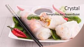  Presentation with roll - Audience pleasing slides consisting of vietnamese spring roll backdrop and a sky blue colored foreground