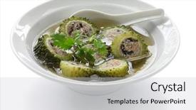  Presentation with bitter melon - Amazing presentation having vietnamese stuffed bitter melon soup backdrop and a light gray colored foreground