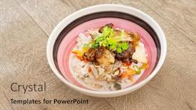  Presentation with rice - Slide set with vietnamese-style-caramel-pork background and a coral colored foreground