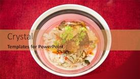  Presentation with rice - PPT theme consisting of vietnamese-style-caramel-pork background and a yellow colored foreground