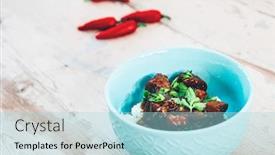  Presentation with rice milling - PPT theme consisting of vietnamese-style-caramel-pork background and a light blue colored foreground