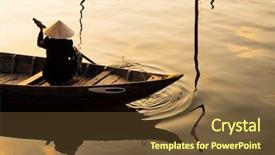  Presentation with hat - Cool new slide set with vietnamese woman in traditional bamboo backdrop and a tawny brown colored foreground