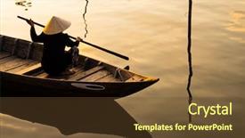  Presentation with rowing - Audience pleasing presentation design consisting of vietnamese woman in traditional bamboo backdrop and a tawny brown colored foreground