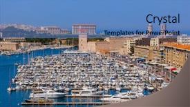  Presentation with view of the old port - Slide deck featuring vieux port - marseille france - travel background and a teal colored foreground