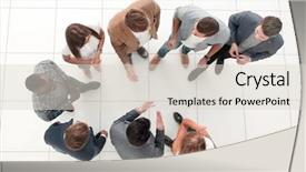  Presentation with small group top view - PPT layouts with view a group of employee background and a lemonade colored foreground