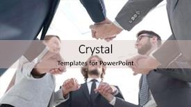  Presentation with team business top view - Presentation design featuring view a successful business team background and a soft green colored foreground