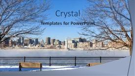  Presentation with winter river - Presentation theme enhanced with view-across-the-st-lawrence background and a teal colored foreground