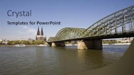  Presentation with cologne - Cool new slide set with view along hohenzollern bridge across the river rhine to cologne cathedral backdrop and a light blue colored foreground