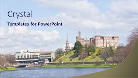  Presentation with river - Beautiful presentation theme featuring view-along-the-river-ness backdrop and a sky blue colored foreground