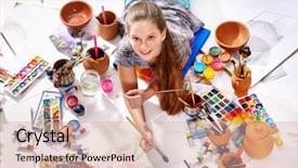  Presentation with art thearpy children - PPT layouts with view art workshop for talent background and a  colored foreground