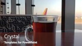  Presentation with travel cafe - PPT theme having view-at-airport-cafe-during background and a tawny brown colored foreground
