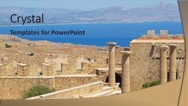  Presentation with ancient greek - Beautiful presentation theme featuring autumn leaves over wooden backgound backdrop and a red colored foreground