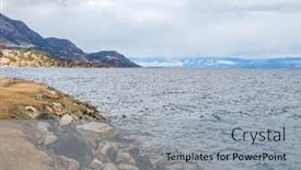  Presentation with british columbia - PPT theme with view-at-lake-at-winter background and a light gray colored foreground