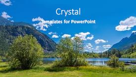  Presentation with blue mountain - Slides having view-at-mountain-lake background and a teal colored foreground