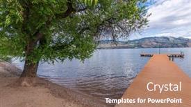  Presentation with british columbia canada - Colorful presentation enhanced with view-at-mountain-lake backdrop and a coral colored foreground