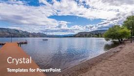  Presentation with british columbia - Cool new presentation design with view-at-mountain-lake backdrop and a violet colored foreground