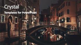  Presentation with canal - PPT layouts featuring view at night with bridge background and a  colored foreground