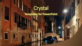  Presentation with canal - PPT theme having view at night with bridge background and a  colored foreground