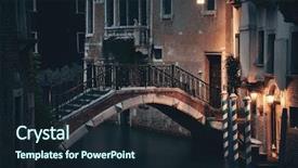  Presentation with historical buildings - Colorful PPT theme enhanced with view at night with bridge backdrop and a  colored foreground