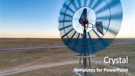  Presentation with water pump - Slide deck featuring view at old wind mill background and a gray colored foreground