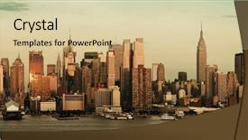  Presentation with city moon - Presentation theme featuring view at sunset and moon background and a lemonade colored foreground