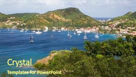  Presentation with caribbean - Colorful presentation enhanced with view at the caribbean island backdrop and a tawny brown colored foreground