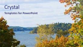  Presentation with forest - PPT theme consisting of view at the forest lake background and a  colored foreground