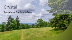  Presentation with vancouver - Cool new slide set with view-at-trail-in-park backdrop and a light blue colored foreground