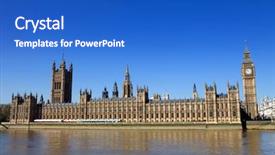  Presentation with london buildings and streets view - Cool new slides with view big ben parliament bridge backdrop and a cobalt blue colored foreground