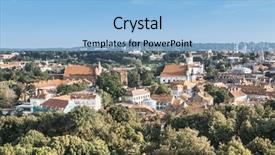  Presentation with city buildings - Cool new presentation with town - view of buildings around vilnius backdrop and a light blue colored foreground