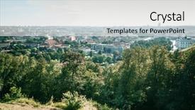  Presentation with city buildings - Amazing PPT theme having town - view of buildings around vilnius backdrop and a light gray colored foreground