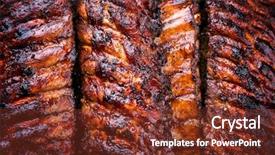  Presentation with barbecue ribs - Colorful theme enhanced with view copy space and food backdrop and a tawny brown colored foreground