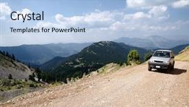  Presentation with mountain view - Colorful PPT theme enhanced with view for vehicle off-road backdrop and a light blue colored foreground