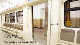  Presentation with metro rail tunnels - Slide deck featuring view from a metro carriage background and a soft green colored foreground