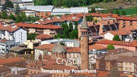  Presentation with red - Colorful PPT layouts enhanced with view-from-above-of-houses backdrop and a coral colored foreground