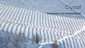  Presentation with white snow - Slide deck having view-from-above-of-vineyards background and a light blue colored foreground