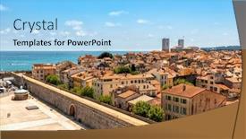  Presentation with mediterranean - Colorful presentation theme enhanced with view-from-above-on-old backdrop and a light blue colored foreground